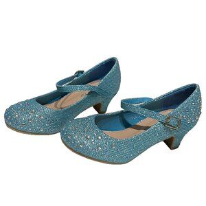 Lucky Top Kid Girls Sparkling Mary Jane Rhinestone Black Glitter Dress Shoes